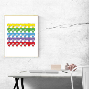 Poster Cœurs arc-en-ciel de Géorgie