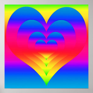 Poster Coeurs arc-en-ciel imbriqués