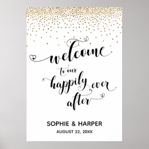 Poster Coeurs Bienvenue à notre joyeux Signe d'or