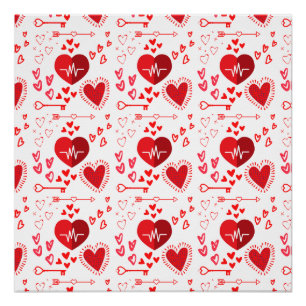 Poster Coeurs d'amour rouge et flèche