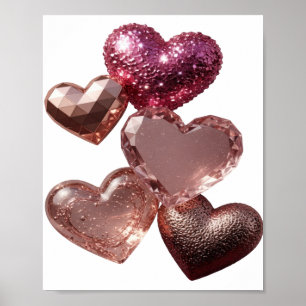 Poster Cœurs d'argent propres COEURS D'AMOUR