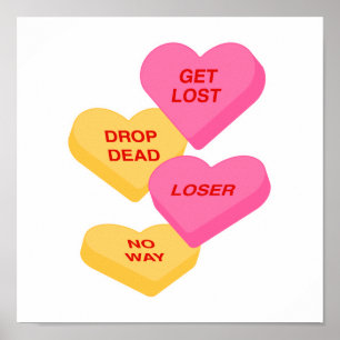 Poster coeurs de bonbons anti-vday