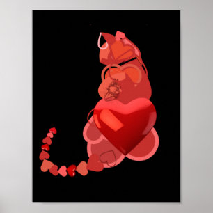 Poster Coeurs de chat, Amoureux de les chats cadeaux, Mur