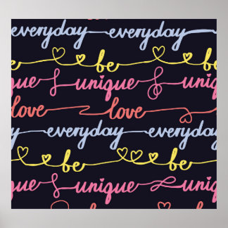 Poster Coeurs de filles, mots motif sans couture.
