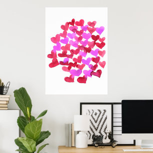 Poster Coeurs de la Saint Valentin - rose et magenta