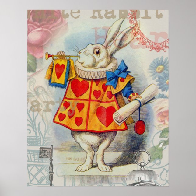 Poster Coeurs de lapin blanc Alice Classic (Devant)
