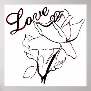 Poster Cœurs de roses d'amour véritable Saint-Valentin jo
