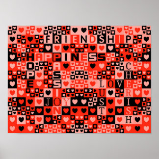 Poster Coeurs et mots Art