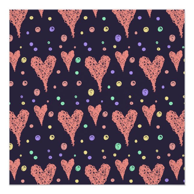 Poster Coeurs motifs Fille colorée Moderne Cute (Devant)