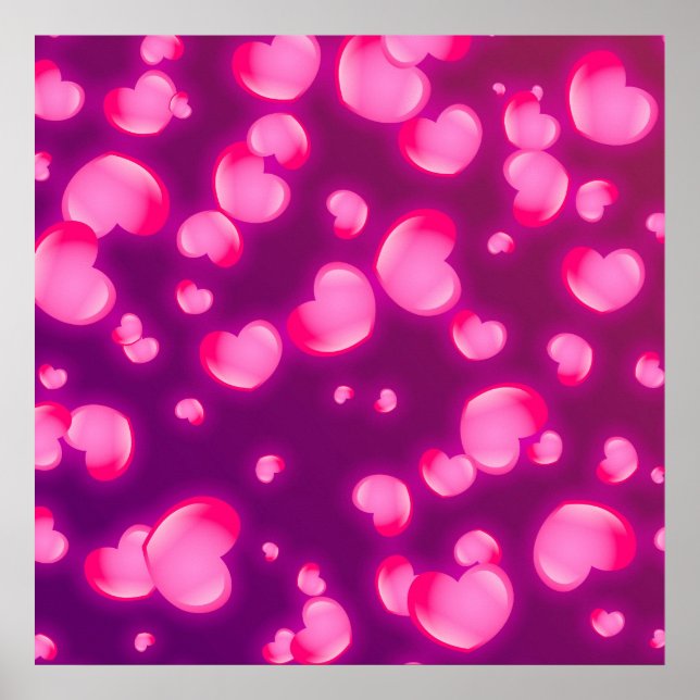 Poster Coeurs roses (Devant)