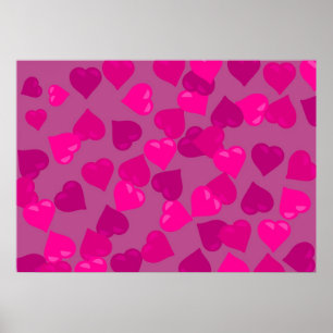 Poster Coeurs roses