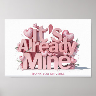 Poster *~* Coeurs roses Ap85 Loi d'attraction Manifestati