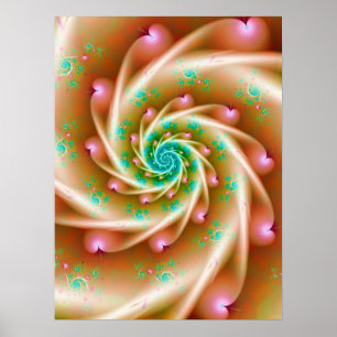 Poster Cœurs roses en spirale