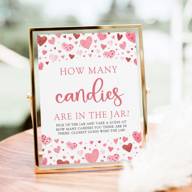 Poster Coeurs roses Valentine Combien de bonbons Baby sho (Créateur téléchargé)
