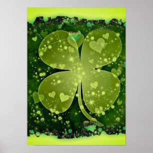 Poster Coeurs shamrocks