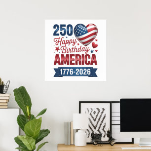 Poster Cœurs USA 1776 2026 4 juillet