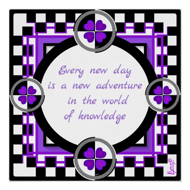 Poster Coeurs violets B&W battants (Devant)