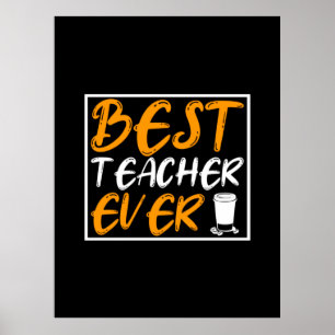 Poster Coffee Art Meilleur Enseignant Jamais