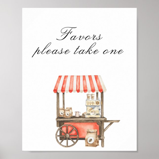 Poster Coffee baby shower - favors, please take one (Devant)
