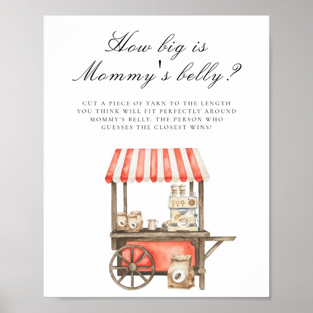 Poster Coffee baby shower How big is mommy's belly  (Devant)