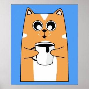 Poster Coffee Cat Wired Kitty