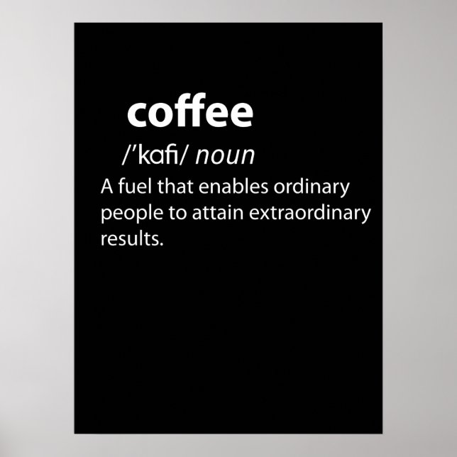 Poster Coffee Funny Dictionnaire Définition (Devant)