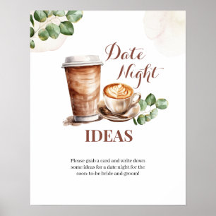 Poster Coffee Love brasse Date Nuit Idée Jeu