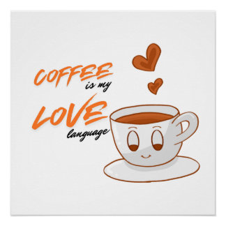 Poster Coffee Love – Cute Coffee Illustration Cafe Wall