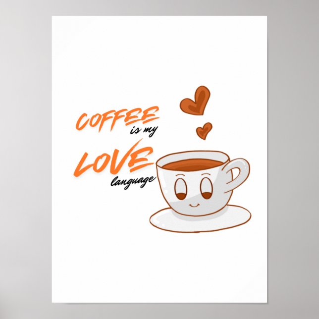 Poster Coffee Love – Cute Coffee Illustration Cafe Wall P (Devant)