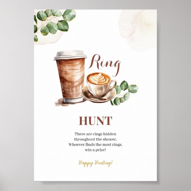 Poster Coffee Love est brasser Ring Chasse Jeu Signe (Devant)