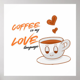 Poster Coffee Love – Illustration Mignonne de Café Décora