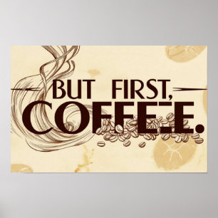 Poster Coffee Lover Citation à vapeur tourbillons à vapeu