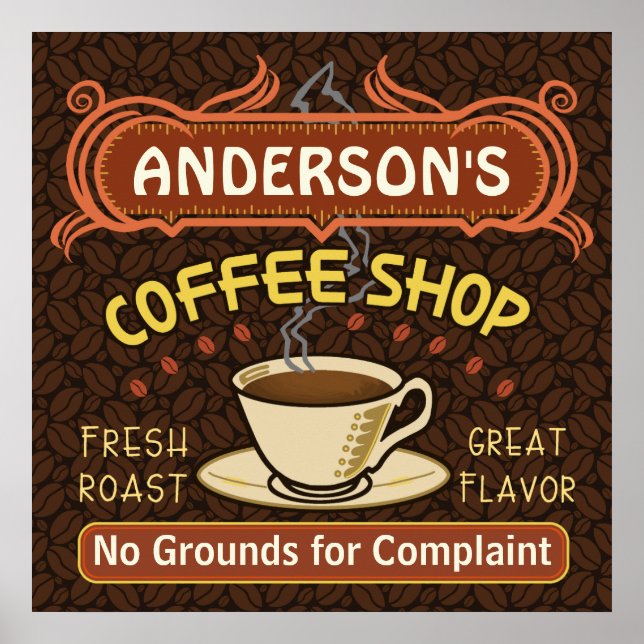 Poster Coffee shop with Mug Create Your Own Personalized (Devant)