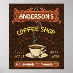 Poster Coffee shop with Mug Create Your Own Personalized