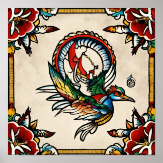 Poster Coffre de tatouage Flash inspirée du jerry traditi