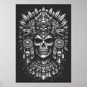 Poster Coiffe de crâne aztèque par BurnsInHell