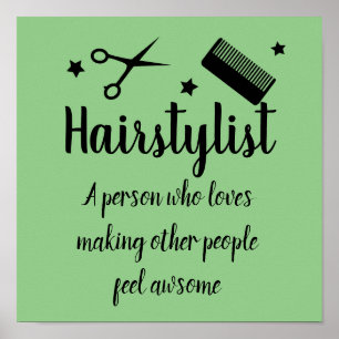 Poster Coiffeur Citation drôle Coiffeur Étoiles Vert