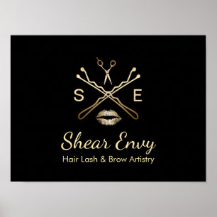 Poster Coiffeur de maquilleur de logo de salon de beauté