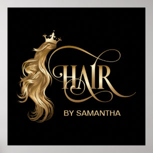 Poster Coiffeuse styliste moderne typographie or extensio