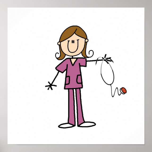 Poster Coiffure Brown Female Stick Figure Infirmière (Devant)