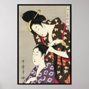 Poster Coiffure pour femmes Utamaro Yuyudo art ukiyo-e