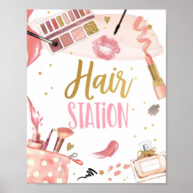 Poster Coiffure Spa Party Maquillage Glamor Anniversaire  (Devant)