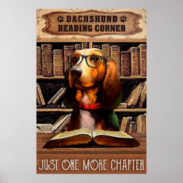 Poster Coin lecture Livre Dachshund chien