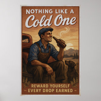 Poster Cold One - Beer Lover Art Vintage
