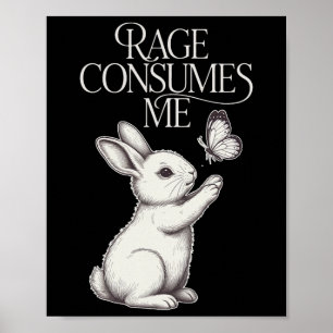 Poster Colère Me Consume Lapin Papillon Sarcastique Menta