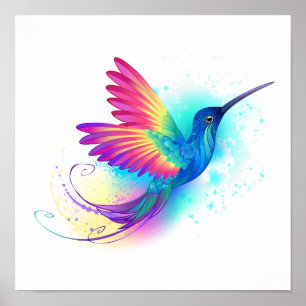 Poster Colibri arc-en-ciel exotique