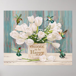 Poster Colibri Choisir d'être heureux Cadeaux de chauffag