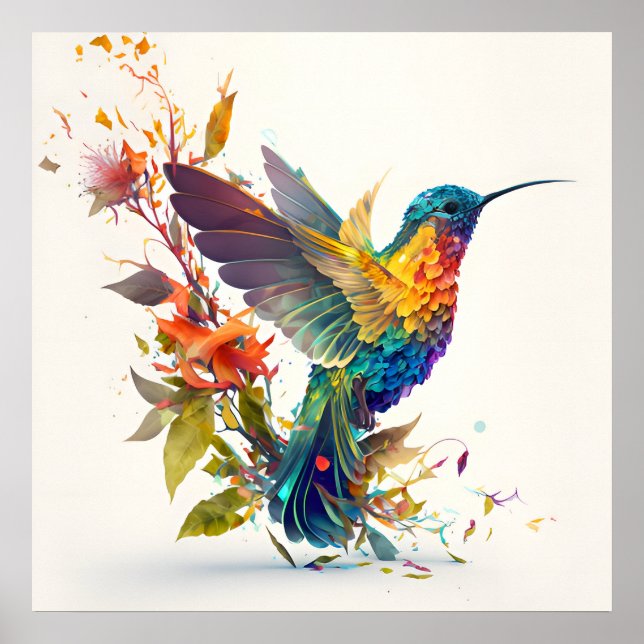 Poster Colibri coloré (Devant)