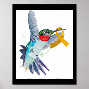 Poster Colibri et Ruban d'or pour enfants Cancer Aware