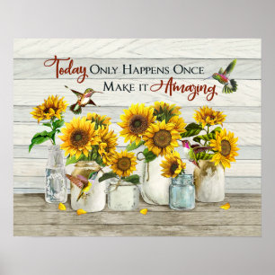Poster Colibri Et Tournesols La rendent extraordinaire